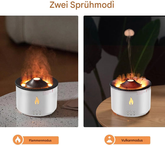 Volcano Flame Diffuser – LED Aroma Luftbefeuchter mit Flammeneffekt