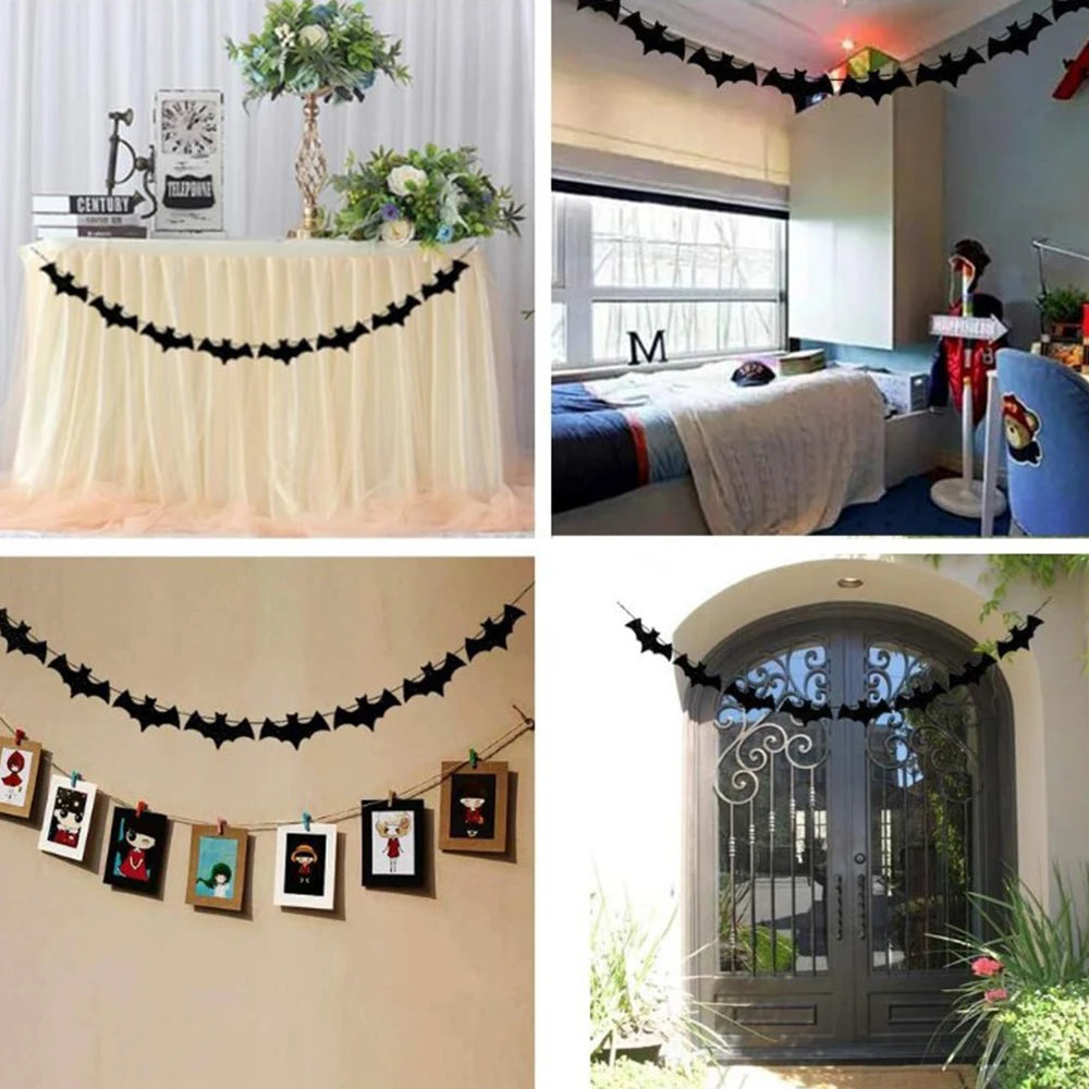 Halloween Fledermaus Girlande – Papier Deko Banner zum Aufhängen für Party & Zuhause