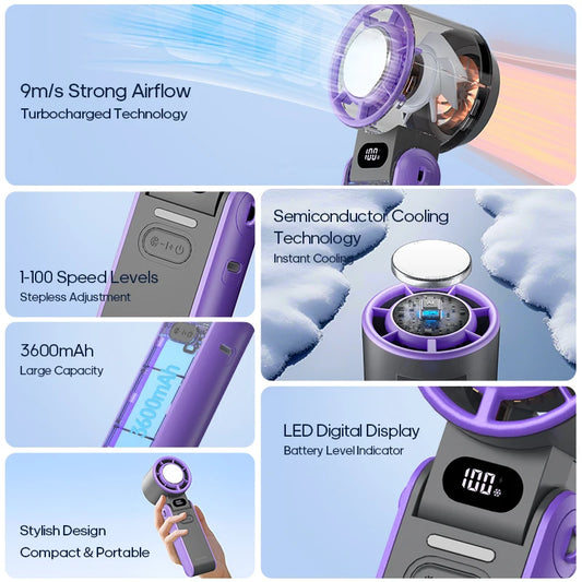 Kinscoter ICEBOOST™ – Tragbarer Turbo-Handventilator mit 3600mAh Akku