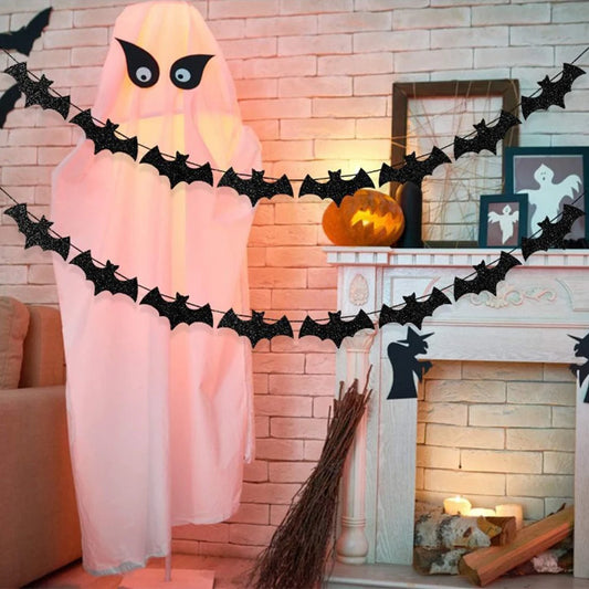 Halloween Fledermaus Girlande – Papier Deko Banner zum Aufhängen für Party & Zuhause