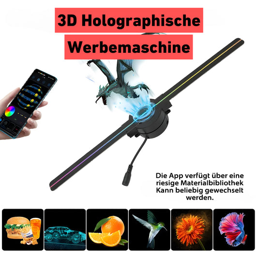3D Hologramm Projektor 42 cm – Werbe-Fan mit App-Steuerung & LED-Effektanzeige