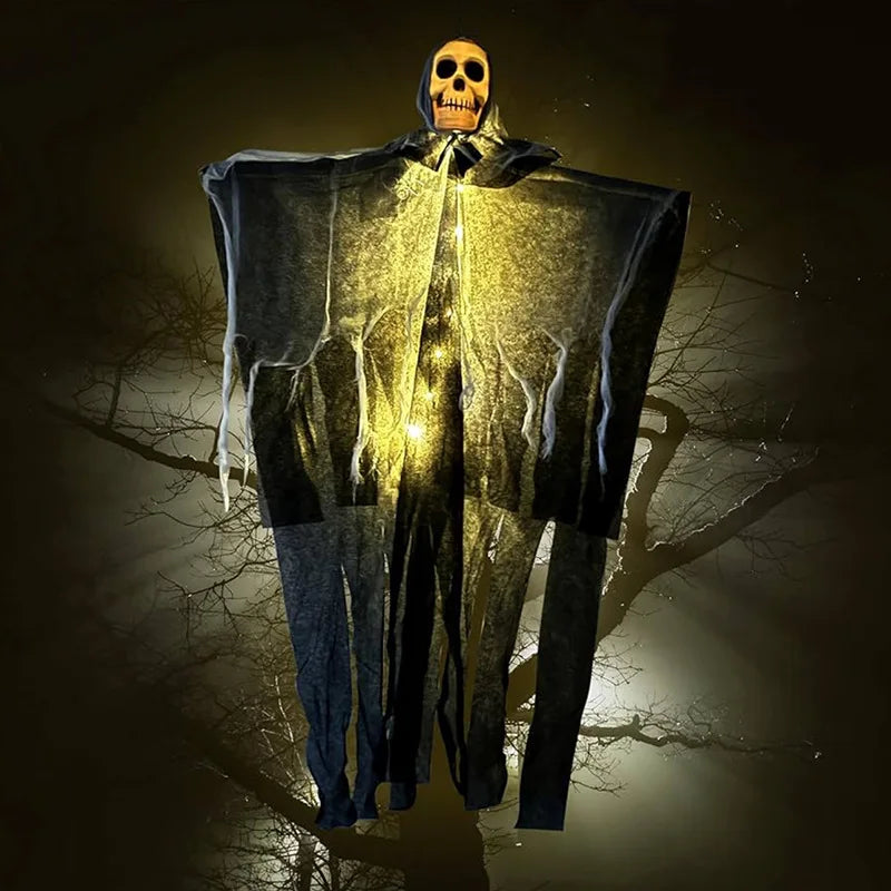 Halloween Hängender Leucht-Geist 👻 Mit Totenkopf & LED-Licht