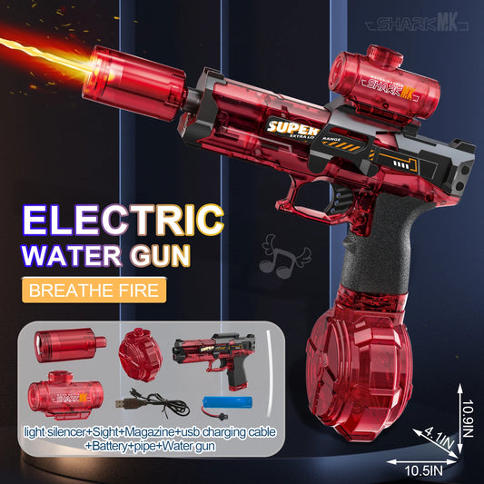 AquaBlaster™ – Elektrische Wasserpistole mit LED & Flammen-Effekt