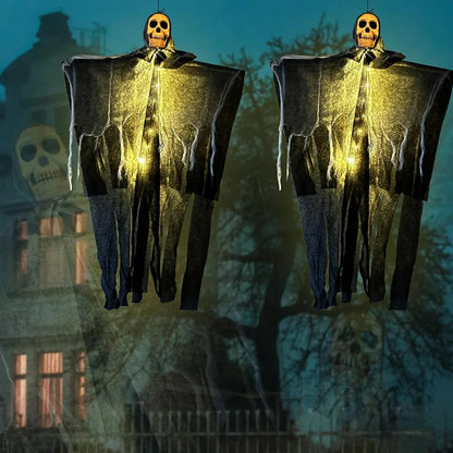 Halloween Hängender Leucht-Geist 👻 Mit Totenkopf & LED-Licht
