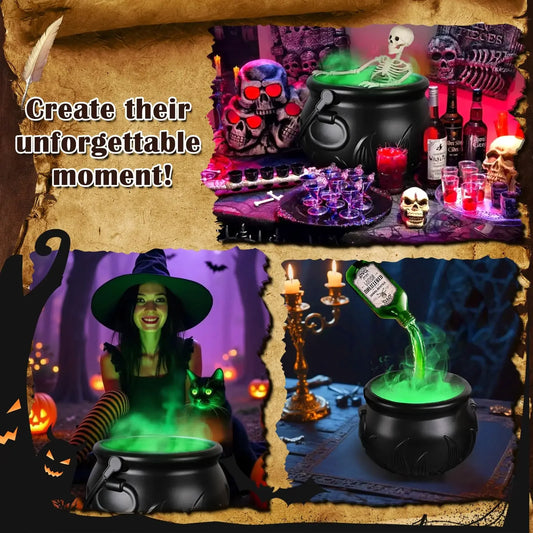🧙‍♀️ Halloween Hexenkessel mit LED & Nebel – Magische Party-Deko mit Skelett