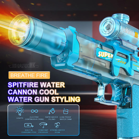 AquaBlaster™ – Elektrische Wasserpistole mit LED & Flammen-Effekt