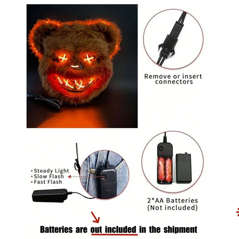 Halloween LED Horror-Maske 👹 Kaninchen oder Bär