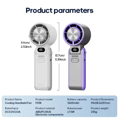 Kinscoter ICEBOOST™ – Tragbarer Turbo-Handventilator mit 3600mAh Akku