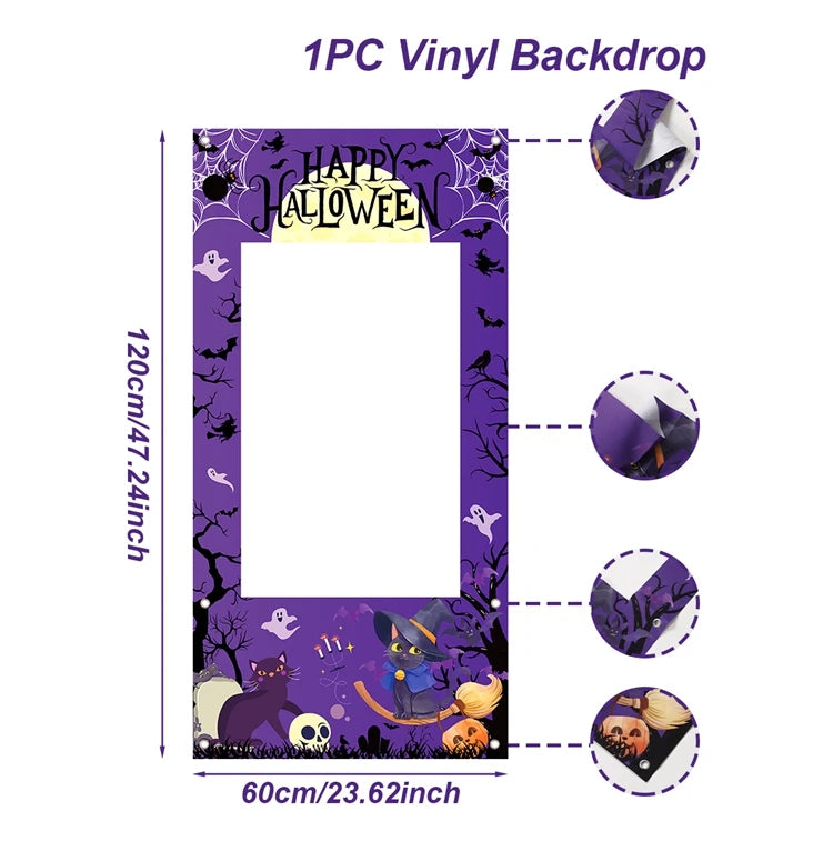 🎃 Halloween Foto-Rahmen 120x60cm – Deko & Party-Accessoire für Kinder & Erwachsene