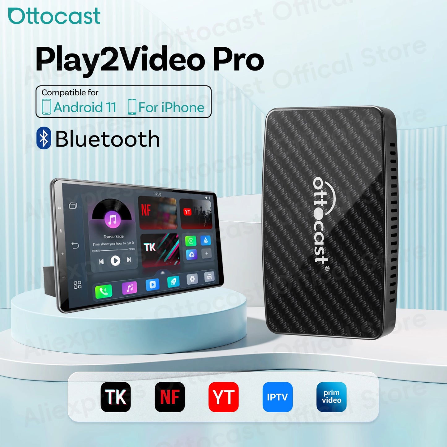 Ottocast Play2Video Pro Drahtloses CarPlay/Android Auto