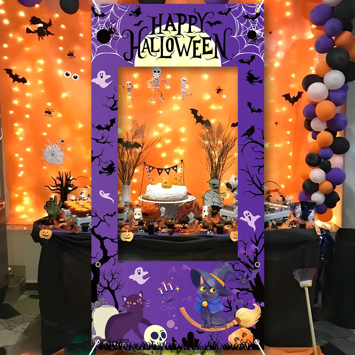 🎃 Halloween Foto-Rahmen 120x60cm – Deko & Party-Accessoire für Kinder & Erwachsene