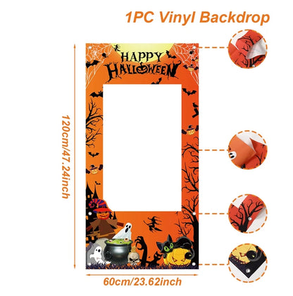 🎃 Halloween Foto-Rahmen 120x60cm – Deko & Party-Accessoire für Kinder & Erwachsene